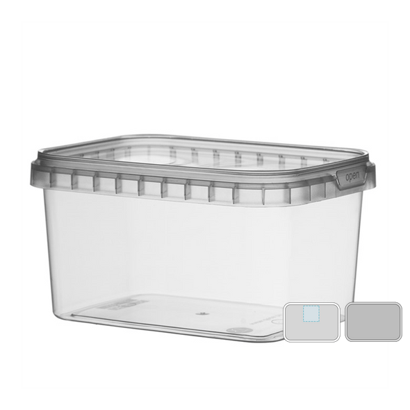 Rectangular Tamperproof Container w/ Transparent Lid PP